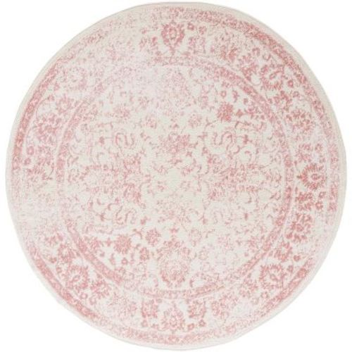 Adirondack ADR109 Non-Shedding Power Loomed Indoor Area Rug - Ivory/Rose - 4' Round - Safavieh