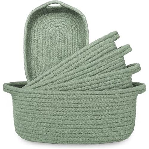 5-Piece Storage Basket Set - Durable Cotton Rope Storage Bins for Bathroom, Kitchen, Nursery, and Living Room Organization - Multi-Use Baskets for Shelves, Clothes, Towels and Laundry
