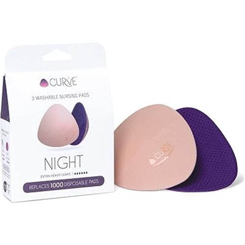 Essential Night - 2 Nursing Pads - Ultra Absorbent - Reusable & Washable Breast Pads - Extra Heavy Leaks - Stay Dry All Night, Eco-Friendly. Say Goodbye to Disposable Pads