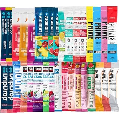 Niro Sampler Gift Basket with 15 Different Electrolytes Powder Packets - Energy Drink and Hydration Packets for On-the-Go Electrolyte Boost, Discover Your Favorite Flavors and Brands