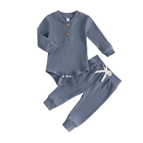 MA&BABY Newborn Baby Boy Girl Clothes Ribbed Knitted Cotton Romper Pants | 3 6 12 18 Months Solid Color Fall Winter Outfits, Long Sleeve Onesie, Neutral Baby Clothes, Coming Home Outfit, Photoshoot