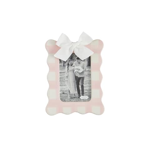Mud Pie Vertical Pink Bow Frame; 7" x 9"