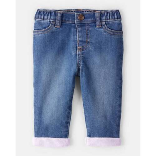 Baby Girl Medium Wash Elastic-Waist Jeans - OshKosh B'gosh | Carter's