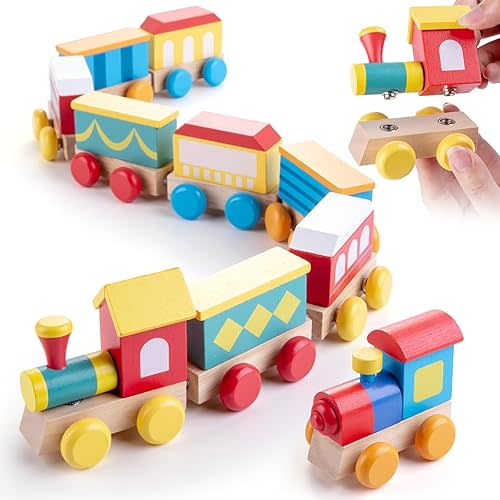 TIGERHU Wooden Train Set | Educational Building Toys with Snap-On Design, Eco-Friendly Solid Wood Tracks & Non-Toxic Materials for Ages 3-8