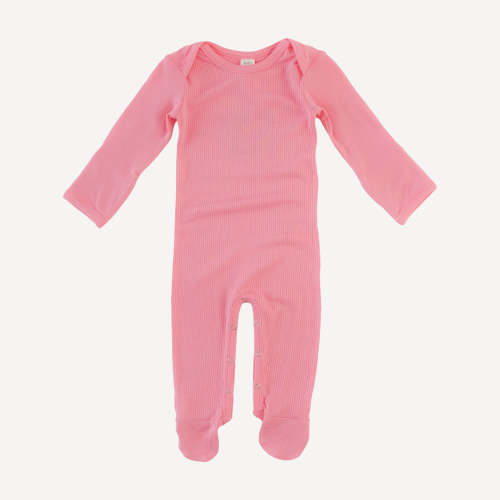 long sleeve lap neck footie | french pink | modal skinny rib – kate quinn