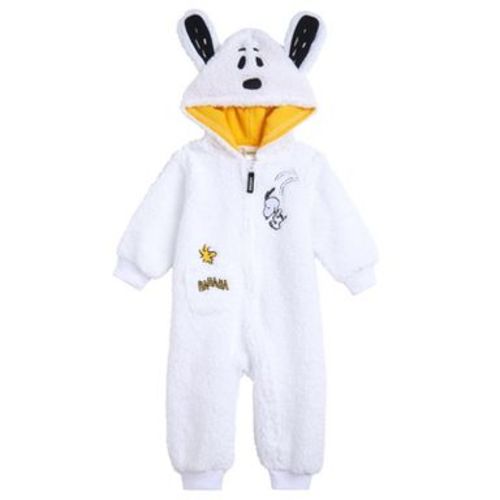Snoopy Peanuts Woodstock Newborn Baby Boys Cozy Faux Sherling Zip Up Cosplay Coverall White 3-6 Months