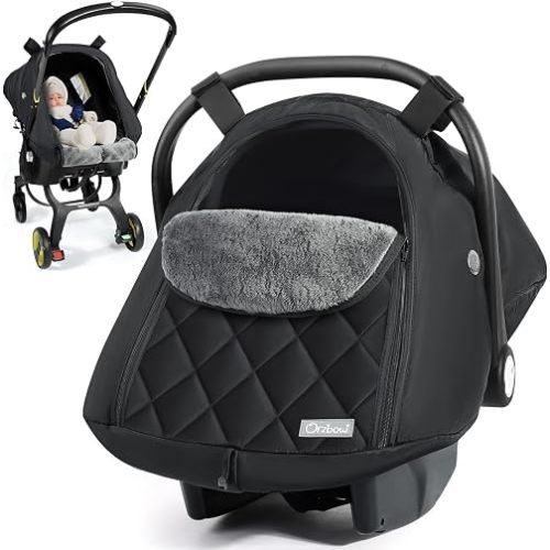 Orzbow Winter Car Seat Cover Baby - Waterproof Carseat Canopy, Black
