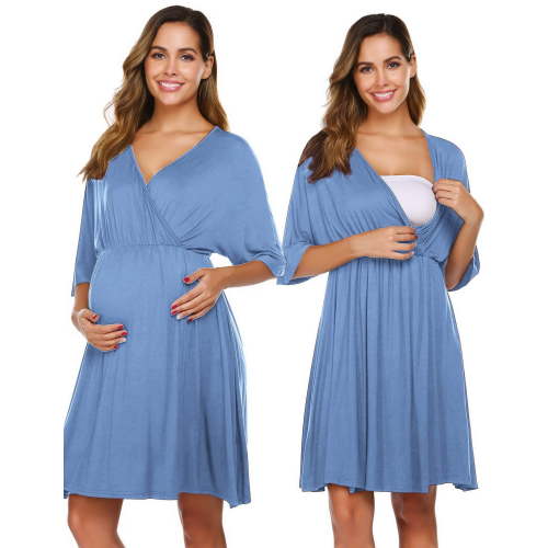Oudiya 3 in 1 Labor/Delivery/Hospital Gown Maternity Dress Nursing Nightgown Sleepwear for Breastfeeding