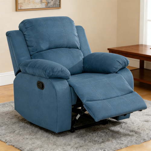 Aukfa Fabric Recliner Chair Overstuffed Adjustable Armchair for Living Room Bedroom, Blue
