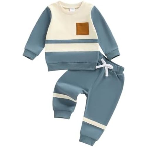 Toddler Baby Boy Fall Outfits Funny Contrast Sweatshirt Pant Set Infant Checkerboard Clothes 6 12 18 Months 2T 3T