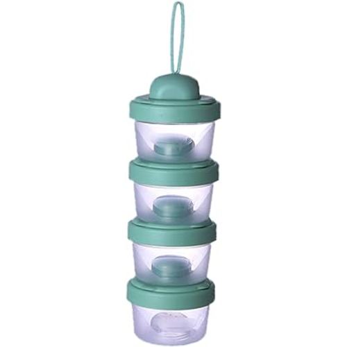 4 Layers Baby Milk Powder Formula Dispenser on The go, Baby Formula Containers for Travel, Formula Holder Mixer, Baby Feeding Snack Storage Container, Portable, Stackable, Non-Spill, BPA-Free