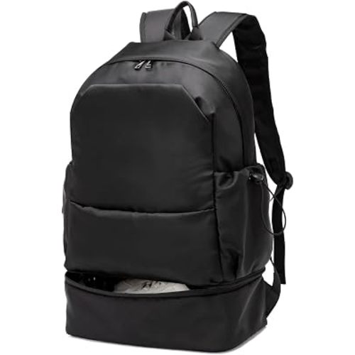 seyfocnia Gym Backpack for Men,Waterproof Travel Backpack With Shoe Compartment Lightweight Sports Gym Bag Casual Daypack-Black