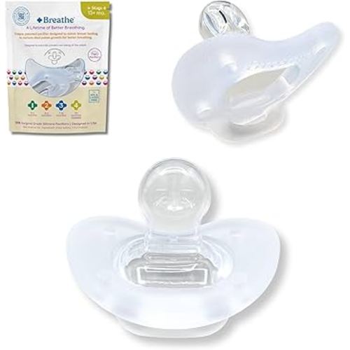 Breathe Baby Pacifier – Patented Design for Natural Oral & Facial Development - BPA-Free, Latex-Free, Pediatrician Developed - Dishwasher Safe 2 Pack (Stage 4: 13+ Months)