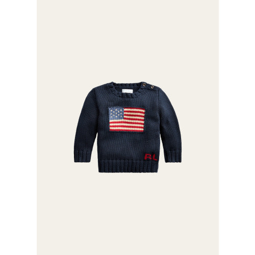 Boy's Flag Intarsia Knit Sweater, Size 3M-24M