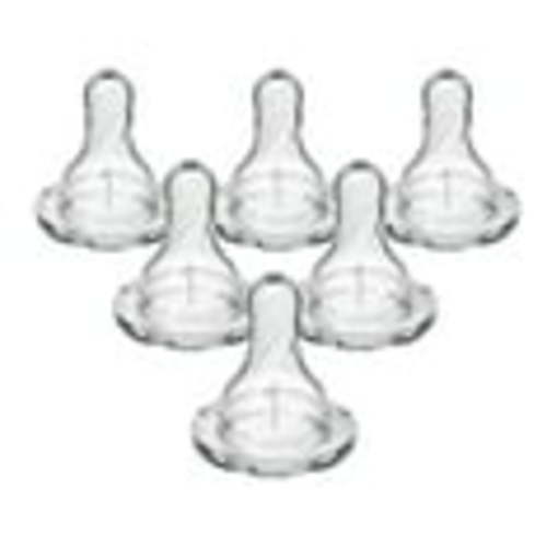 Dr. Brownâ€™s Natural Flow Level 1 Narrow Baby Bottle Silicone Nipple, Slow Flow, 0m+, 100% Silicone Bottle Nipple, 6 Count (Pack of 1)