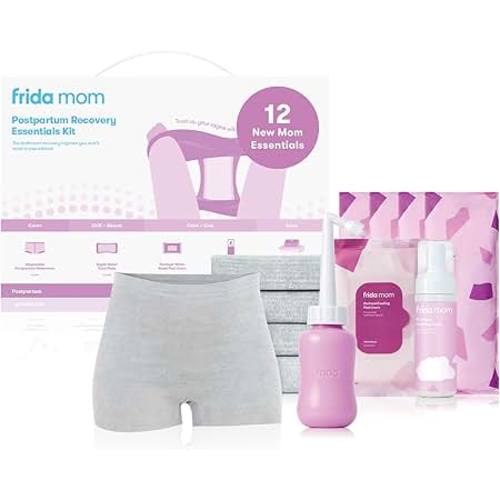 Amazon.com: Frida Mom 11pc Postpartum Essentials Kit, Hospital Bag Basics for New Mom | Disposable Underwear, Ice Maxi Pads, Perineal Healing Foam, 24 Pad Liners & Peri Bottle for New Moms