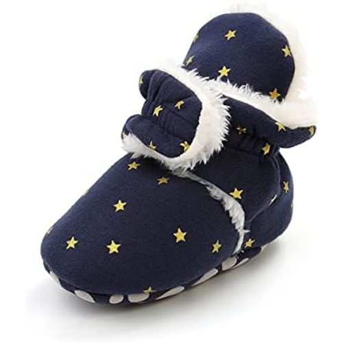 Unisex-Baby Fleece Booties Cozy Baby Bootie Socks Non Skid Gripper Bottom