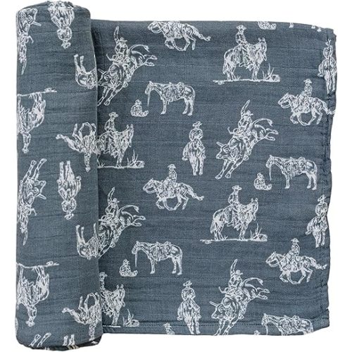 Mebie Baby Wild West Muslin Swaddle, Modern and Neutral Swaddle Blanket for Baby Girl or Boy, Soft Baby Blankets, Newborn Swaddle Blanket, 0-3 Month, Comfy Wrap, Baby Essentials & Gifts