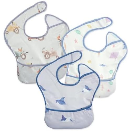 3-Pack Waterproof Baby Bibs for Eating - Lightweight Feeding Bibs, Mess Proof, Baby Essential Must Have for Eating