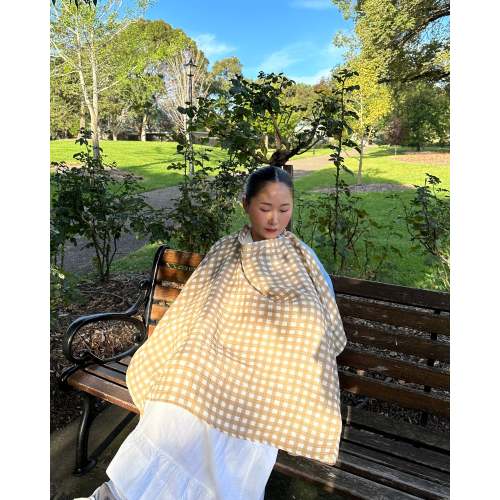Organic Muslin Nursing Cover - Brown Gingham