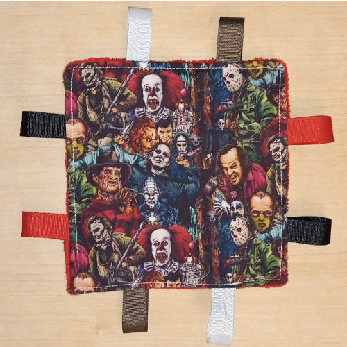 Baby Horror Crinkle Toy. 6x6 size. Handmade. Minky back.