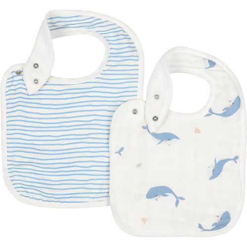 Bamboo Little Baby Bibs (Pack of 2) - Bibs with Adjustable Snaps- Absorbent Terry Backing