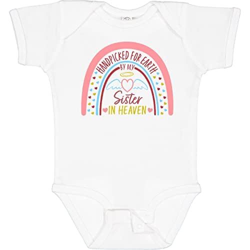 inktastic Handpicked for Earth By My Sister in Heaven- Rainbow Baby Bodysuit