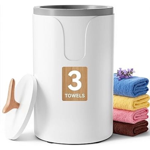 EUHOMY Large Towel Warmer for Bathroom, 3 Timer Settings (30/60/90 Mins), Auto Shut-Off, Fragrance Disc Holder, Bucket Towel Warmer for Oversized Towels, Blankets & Bathrobes, White