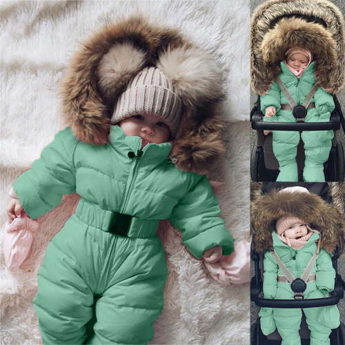 Sawvnm Toddler Snowsuits for 0-3 Months Infant Baby Boy Girl Romper Jacket Hooded Jumpsuit Warm Coat Outerwear Winter Snow Suits for Girls on Clearance