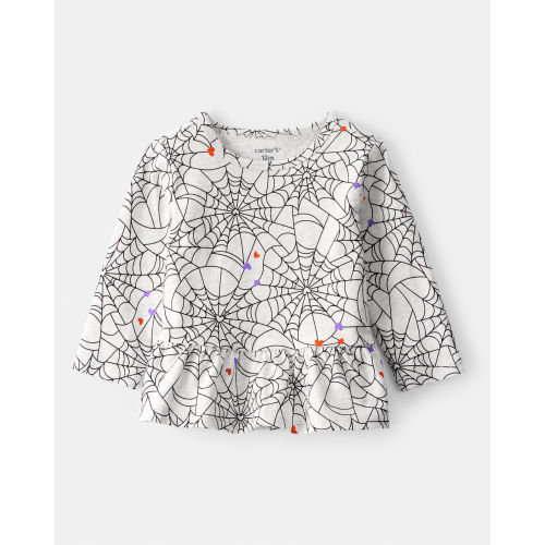 Baby Halloween Spiderwebs Long-Sleeve Tee - White/Black - Carter's | Carter's