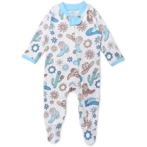 HonestBaby Sleep & Play Footed One-piece Pajama Sleeper 100% Organic Cotton, Baby Boys