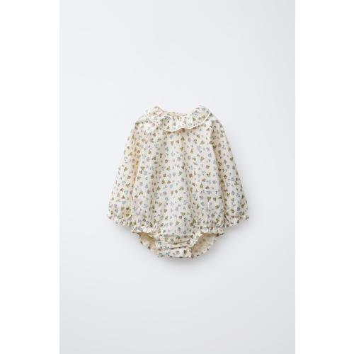 TEXTURED FLORAL BODYSUIT - Mid-ecru | ZARA United States