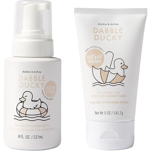 Dabble & Dollop Infant Wash & Lotion Bundle – Fragrance-Free, Hypoallergenic, Dermatologist Tested, Vegan & Cruelty-Free, Safe for Newborns (2-Pack)