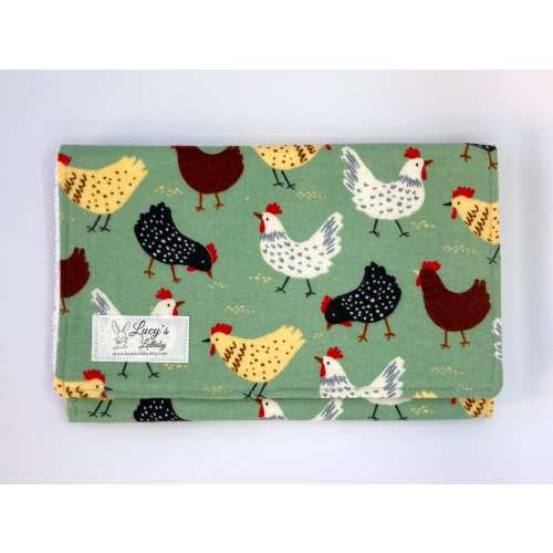 Handmade Farmyard Chickens Burp Cloth – Flannel & Terry Cloth