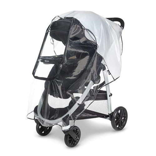 Graco Universal Deluxe Stroller Weather Shield – Waterproof Windproof Rain Cover with Zippered Clear Window, Side Ventilation, Non-Toxic EVA, Fits Most Single Strollers – Clear