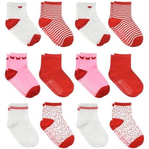 Toddler Socks With Grips - 12 Pairs, size 1-3