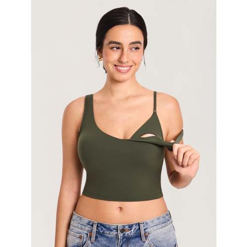 MOMANDA Women's Natrelax® Nursing Crop Tank Top - V Neck