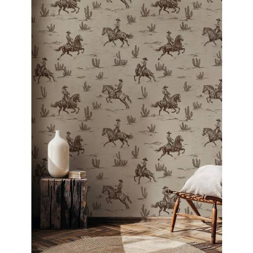 Western Peel and Stick Wallpaper, Vintage  Wallpaper, Horses Wallpaper, Boho Wallpaper, Cowboy Peel and Stick Wallpaper, Retro Wallpaper