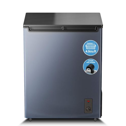 4.5 Cu. Ft. Small Chest Freezer, Top Door, Mini Deep Freezer,Metal, Freestanding with Removable Basket, for Home Kitchen Office (BLACK, 4.5Cu.ft)