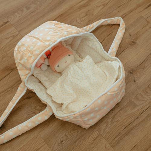 Dots and Rainbows Doll Carrier with Cookie