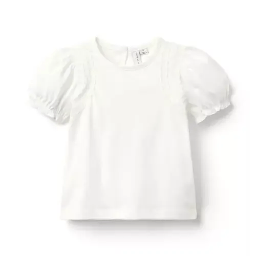 Girl White The Classic Crochet Trim Top by Janie and Jack