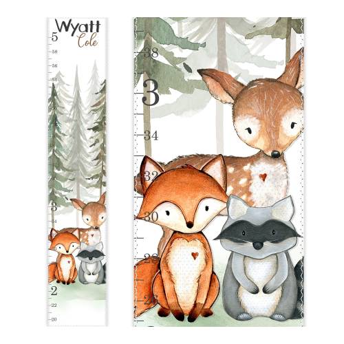 Woodland Animals Growth Chart, Canvas Growth Chart, Gender Neutral Growth Chart, Woodland Decor, Height Chart, Forest Animals Nursery Decor