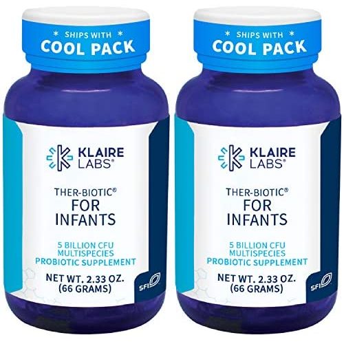 Klaire Labs Ther-Biotic Infant Probiotic Powder - Gut & Immune Support Baby Probiotics Powder - Mix with Breast Milk + Food - Bifidobacterium Infantis & More - Hypoallergenic, Dairy-Free (66g/2 Pack)