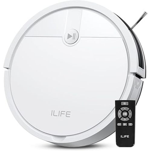 ILIFE V2 Robot Vacuum Cleaner, Tangle-Free Suction, 120 Mins Runtime, Slim, Self-Charging Robotic Vacuum Cleaner, Ideal for Pet Hair and Hard Floors