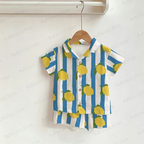Baby Toddler Lemon Print Shirt and Shorts 2-piece Set
