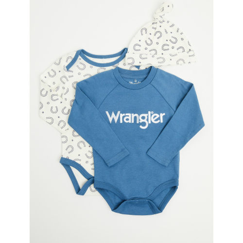 Wrangler Infant Boys' Horseshoe Onesie Set - 3 Piece