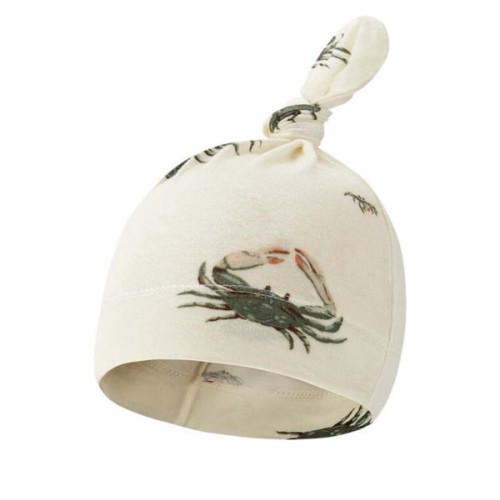 Coastal Crab Bamboo Knotted Beanie Hat - Milkbarn Kids Hats & Mittens | Maisonette