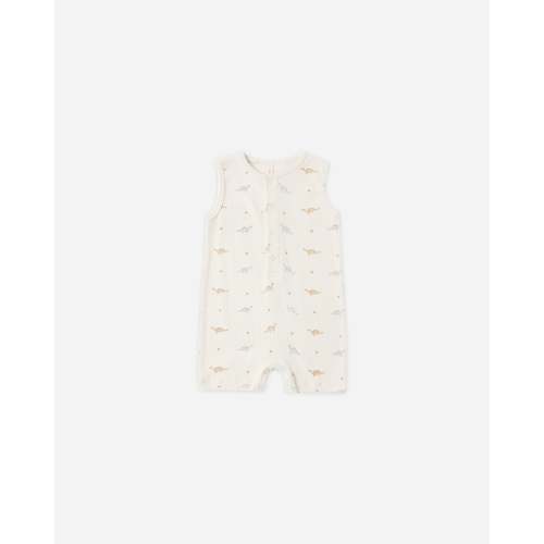 Ribbed Henley Romper Dinos