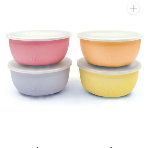 Stainless Steel Bowl with Silicone Sleeve + Lids