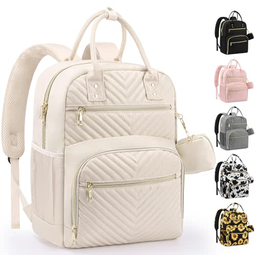 Pritent Diaper Bag Backpack,Baby Essentials Diapers Bag with Pacifier Case,Multipurpose Stylish Large Capacity Travel Backpack for Baby Girl/Boy(M-Beige)